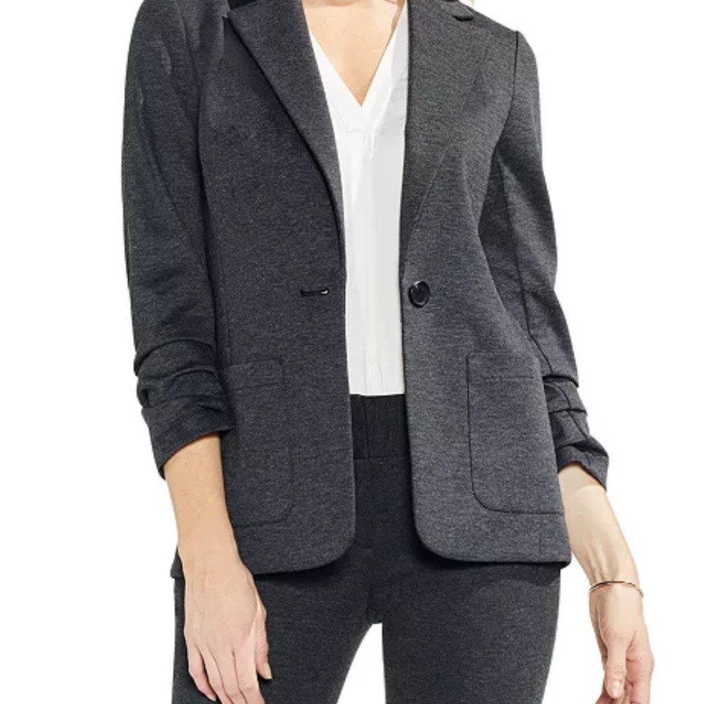 Vince Camuto Ruched Sleeve Ponte Blazer